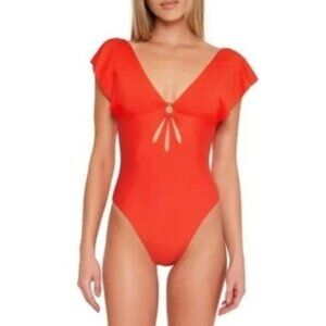 Trina Turk NWT Red Swimsuit Monaco Flame One Piece Back Tie 10